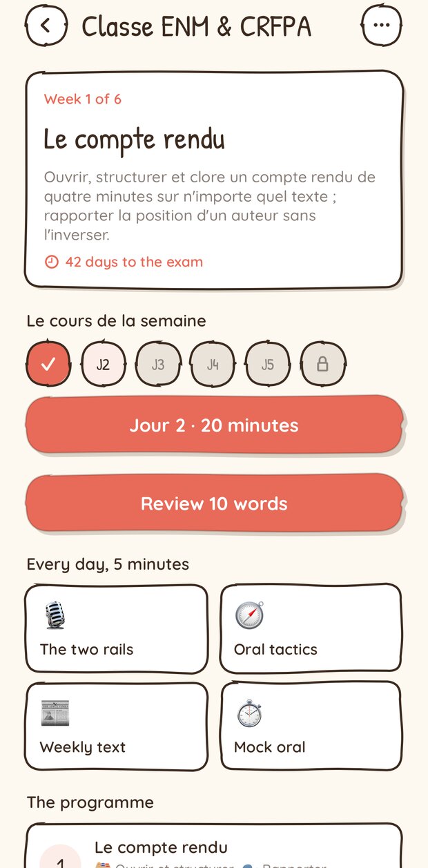 Classe ENM et CRFPA dans Pico Picks, avec le programme de la semaine et le compte à rebours avant l'examen